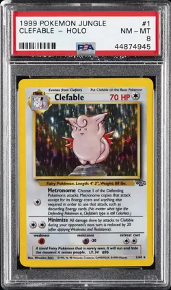 1999 POKEMON JUNGLE #1 CLEFABLE-HOLO PSA 8 - Image 1