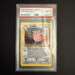 Pokemon Card Clefable Holo 1/64 PSA 8 Jungle Graded WOTC 1999 - Image 2