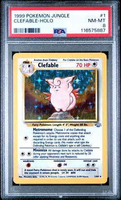 1999 POKEMON JUNGLE #1 CLEFABLE-HOLO PSA 8 - Image 1