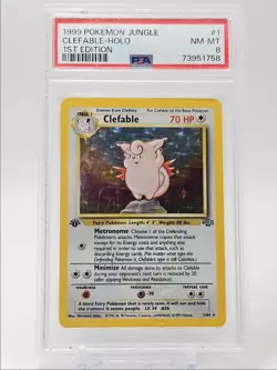 CLEFABLE 1999 POKEMON JUNGLE 1ST EDITION HOLO RARE 1/64 PSA 8 Q0907 - Image 1