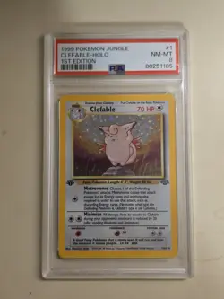 1999 Pokemon Jungle First Edition Clefable #1 Holo English Graded PSA 8 - Image 1