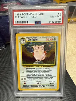 1999 Pokemon Jungle #1 Clefable Holo PSA 8 NM-MT - Image 1