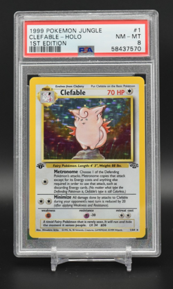 1999 Pokemon Jungle Clefable Holo PSA 8 1st Edition 1/64 - Image 1