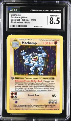 CGC 8.5! 1st Edition Machamp - (Base Set Shadowless) 008/102 Holo - Image 1