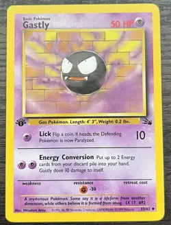 1st Edition Gastly 33/62 Pokemon TCG WOTC Base Set Fossil LP - Image 1