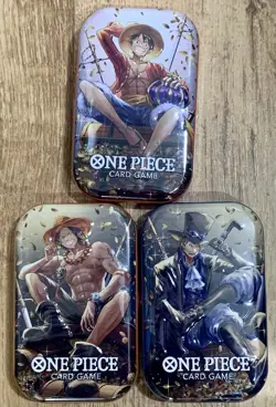 One Piece TCG 3x Mini Tin Pack Set VOL. 2 TS-02 Sealed ENG Luffy Ace Sabo OP-09 - Image 1