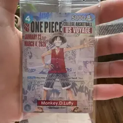 One Piece Monkey D. Luffy US Voyage College Basketball Card Rutgers w/ Poster - Image 1
