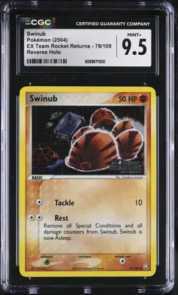 CGC 9.5 Swinub EX Team Rocket Returns 79/109 Reverse Holo Stamped Pokemon Card - Image 1