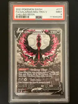 2021 POKEMON SWORD & SHIELD CHILLING REIGN FULL ART/GALARIAN MOLTRES V PSA 9 - Image 1