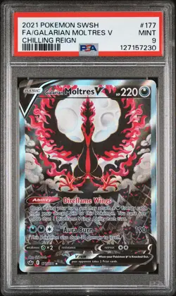 2021 POKEMON SWORD & SHIELD CHILLING REIGN FULL ART/GALARIAN MOLTRES V PSA 9 - Image 1