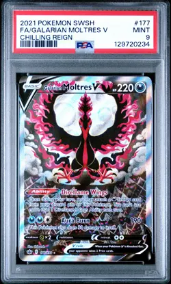 2021 POKEMON SWORD & SHIELD CHILLING REIGN FULL ART/GALARIAN MOLTRES V PSA 9 - Image 1