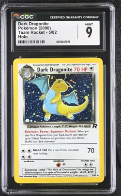 CGC 9 MINT Dark Dragonite 2000 Team Rocket 5/82 Holo Pokemon Card - Image 1