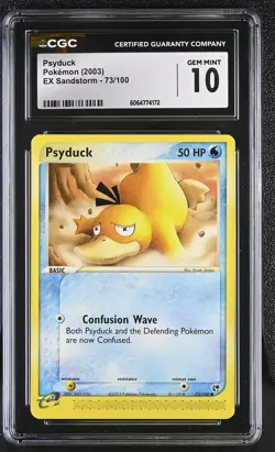 CGC 10 GEM MINT Psyduck 2003 EX Sandstorm 73/100 Pokemon Card - Image 1