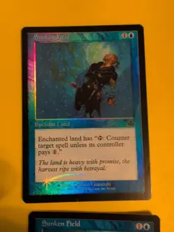 Sunken Field x2 Enchant Land MTG CARD OLD BORDER FOIL 2CARD. PROPHECY JUNE 2000. - Image 4