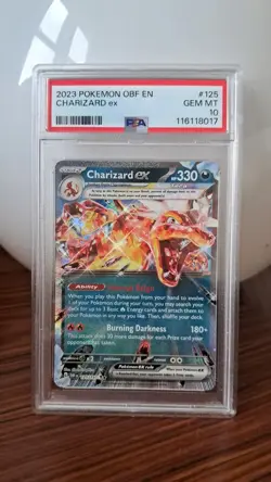 Pokemon Card Charizard ex 125/197 Sv03: Obsidian Flames Holo PSA 10 - Image 1