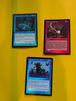 Rhystic Scrying,Lightning,Rhystic Deluge MTG OLD BORDER FOIL 3 CARD. PROPHECY - Image 1