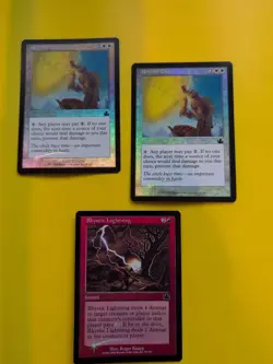 Rhystic Lightning & 2 Rhystic Circle MTG OLD BORDER FOIL 3 CARD. PROPHECY - Image 1