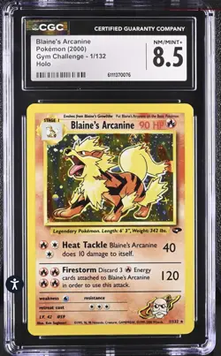 Blaine's Arcanine 1/132 Gym Challenge Holo Rare 2000 CGC 8.5 NM/MINT+ - Image 2
