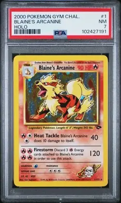 BLAINE'S ARCANINE # 1/132 PSA 7 • 2000 Gym Challenge Holo • NEW CERT - Image 1