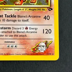 Blaine's Arcanine 1/132 Gym Challenge Holo Rare Pokemon Card - Image 4