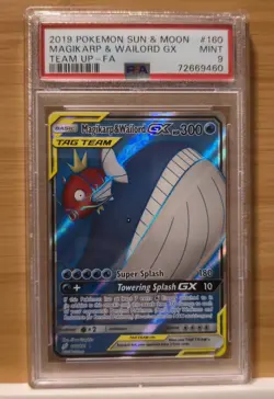 PSA 9 2019 POKEMON SUN & MOON TEAM UP #160 FULL ART/MAGIKARP & WAILORD GX - Image 1