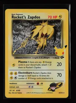 Rocket's Zapdos 15/132 Celebrations: Classic Collection Pokemon Card - Image 1