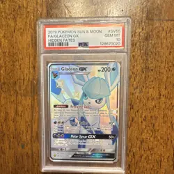 Pokemon Glaceon GX SV55/SV94 Hidden Fates Shiny Vault PSA 10 Holo Rare - Image 1