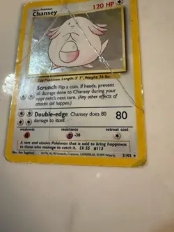 Pokemon TCG Chansey Base Set Holo Rare Card 3/102 Heavily Played 1999 - Image 2