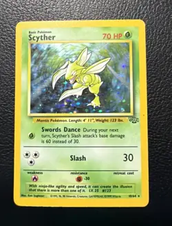 Pokemon Scyther 17/130 Holo Rare Base Set 2 MP / DMG - Image 1