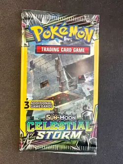 Celestial Storm 3 Card Booster Pack Pokemon TCG Stakataka Art Brand New Sealed - Image 1
