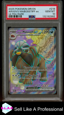 ARVEN'S MABOSSTIFF EX ULTRA RARE POKEMON DRI EN-DESTINED RIVALS 2025 218 PSA 10 - Image 1