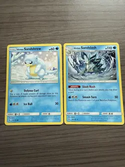 Pokemon TCG Alolan Sandshrew 19/145 Alolan Sandslash 20/145 Guardians Rising NM - Image 1