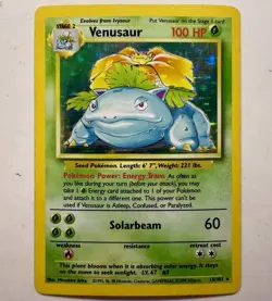 Venusaur 15/102 Base Set Unlimited 1999 Holo Rare Vintage Pokemon Card MP - Image 1