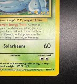 Venusaur 15/102 Base Set Unlimited 1999 Holo Rare Vintage Pokemon Card MP - Image 4