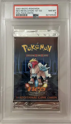 2001 Pokemon Neo Revelation 1st Edition Entei Sealed Booster Pack PSA 8 - Image 1