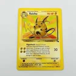 Raichu - 29/62 - Pokemon Fossil Unlimited Rare Card WOTC LP Uncentered Rear! - Image 2