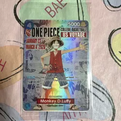 Bandai One Piece Card Game Monkey.D.Luffy US Voyage Promo Holo Card P-055 - Image 1