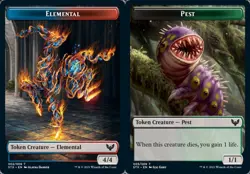 MTG Strixhaven *FOIL* Double-Sided Token - Elemental / Pest - Image 1