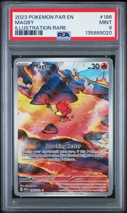 2023 POKEMON PAR EN-PARADOX RIFT ILLUSTRATION RARE #186 MAGBY PSA 9 - Image 1