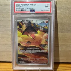 2023 POKEMON PAR EN-PARADOX RIFT ILLUSTRATION RARE #186 MAGBY PSA 9 - Image 1
