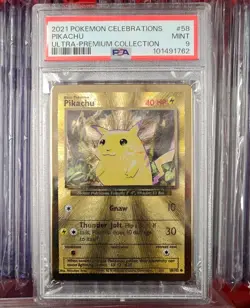🔥POKEMON CELEBRATIONS UPC Pikachu Gold Metal #58 PSA9 📈 - Image 1