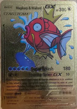 Pokemon Magikarp & Wailord GX TAG TEAM Ultra Rare Gold Foil 161/181 - Image 1