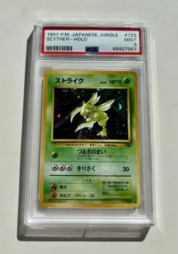1997 Vintage Pokemon Jungle Scyther Holo #123 (Japanese) PSA 9 - Image 1