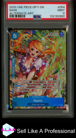 NAMI ALTERNATE ART ONE PIECE OP11-A FIST OF DIVINE SPEED 2025 054 PSA 9 - Image 1