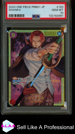 SHANKS ONE PIECE JP PRB01-PREM BOOSTER -ONE PIECE CARD THE BEST- 2024 120 PSA 10 - Image 1