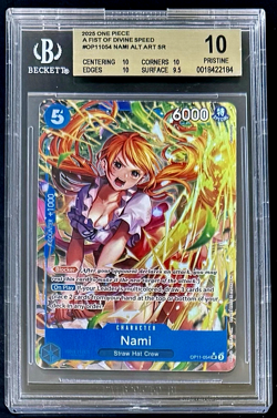 One Piece English A Fist of Divine Speed OP11 Nami Super Rare Alt Art BGS 10 Gem - Image 1
