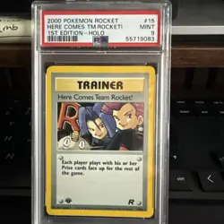 2000 Pokemon TCG Rocket Here Comes Team Rocket 1st Edition HOLO 15/82 PSA 9 - Image 1