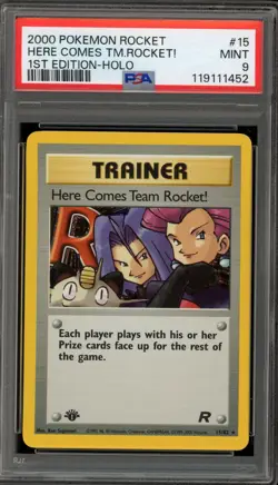 Pokemon Here Comes Team Rocket 1st Edition Holo Rare #15 PSA 9 Mint - Image 1
