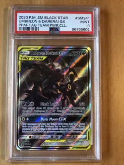 PSA 9 MINT Pokemon Sun & Moon Tag Team Promo Umbreon and Darkrai GX SM241 - Image 1