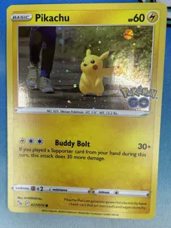 Pikachu 027/078 Pokemon Go Promo Cosmos Holo Card SWIRL - Image 1